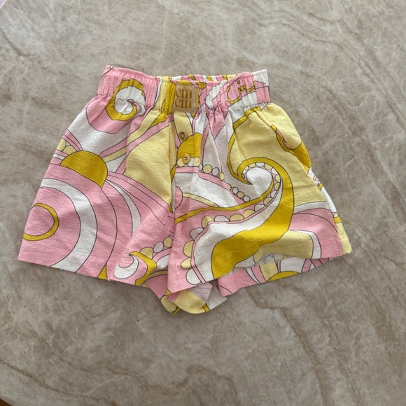 Vibrant High Waist Women's Shorts - Pink and Yellow - Picture 4 of 4